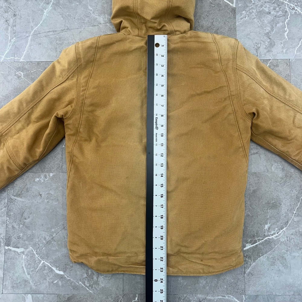 Carhartt Jacket Youth Medium 10 - 12 Diamond Quilted Hooded Faded Brown Boys Kid - Picture 7 of 16